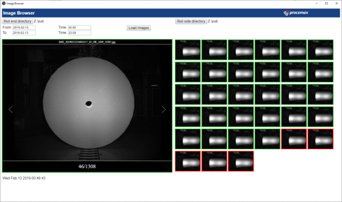 Procemex history browser for roll wrapping analysis